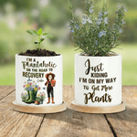 Personlig födelsedagsblomma tecknad karaktär keramisk växtkruka med namn och bambubas trädgård heminredning födelsedagspresent för trädgårdsälskare familj