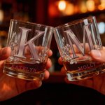 Gepersonaliseerde Rose Initial 10 oz Rock Whiskey glas met naam Old Fashioned verjaardagscadeau voor whiskey liefhebber