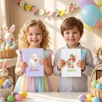 Personalized Cute Easter Peter Rabbit A5 Spiral Lined Notebook and Pen Set with Name Happy Easter Birthday Gift for Boys Girls