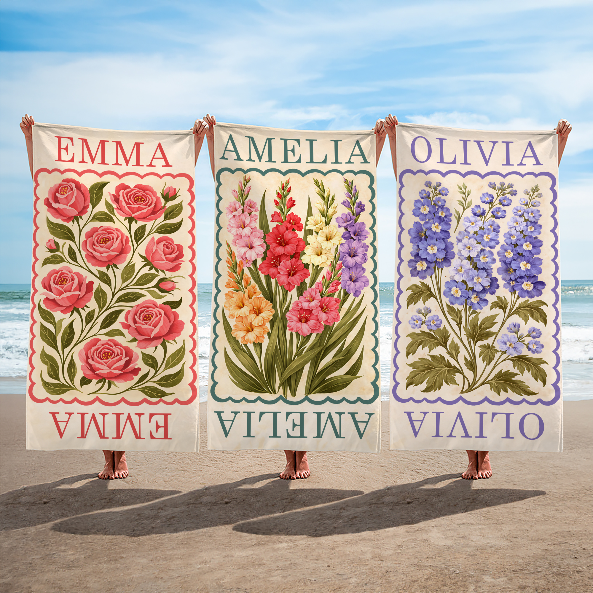 Serviette de plage surdimensionnée à séchage rapide avec nom Accessoire de vacances Fête de plage Cadeau d'anniversaire pour les femmes et les filles
