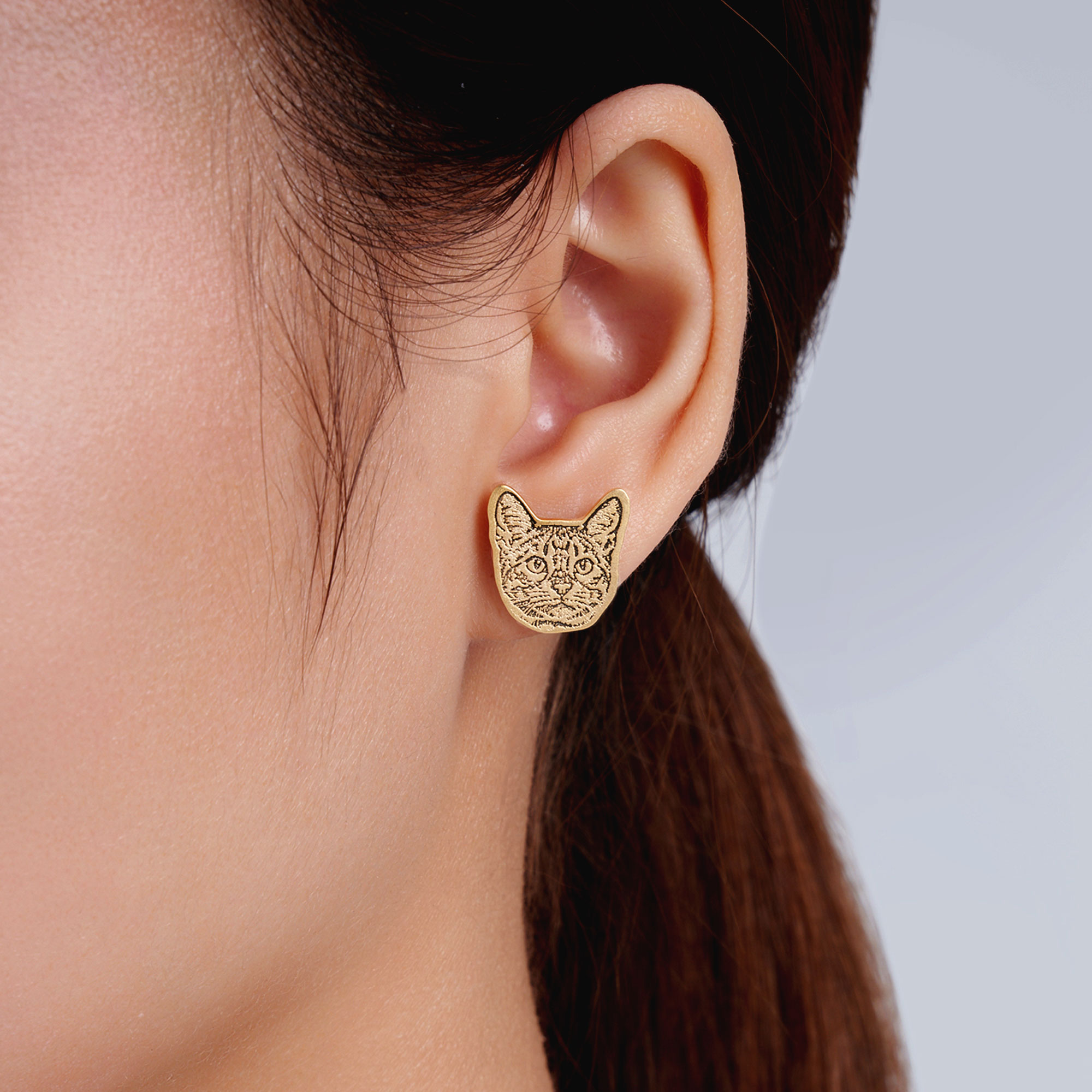 Boucles d'oreilles personnalisées avec photo du visage de l'animal de compagnie Bijoux délicats Anniversaire Cadeau commémoratif pour l'amoureux de l'animal de compagnie