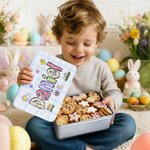 Uova di Pasqua personalizzate di fiori di coniglio Scatola di biscotti in metallo per uso alimentare con nome Regalo di Pasqua per ragazzi ragazze bambini
