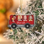 Personalized School Bus Design 1-8 Photos Acrylic Ornament with Text Tree Decor Christmas Gift for School Bus Driver