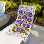 Personalized Retro Birth Flower Oversized Quick Dry Beach Towel with Name Vacation Accessory Beach Party Birthday Gift for Women Girls