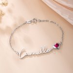 Bracciale personalizzato con pietre di nascita a forma di cuore e nome Gioielli raffinati San Valentino Festa della mamma Regalo di compleanno per coppie di mamme