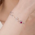 Bracciale personalizzato con pietre di nascita a forma di cuore e nome Gioielli raffinati San Valentino Festa della mamma Regalo di compleanno per coppie di mamme