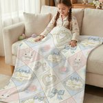 Conejito de Pascua Personalizado Flor Bonito Suave manta con nombre Decoración del hogar Pascua Cumpleaños Regalo para niñas Niños