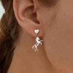 Personalised Small Horse Heart Minimalist Earrings with Name Dainty Jewellery Birthday Anniversary Gift for Horse Owners Lovers