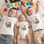 Personalisierte niedlichen Bagger Häschen Ohr Initial 100% Baumwolle Bodysuit Kind T-Shirt mit Namen täglich tragen Ostern Geschenk für Babys Kinder