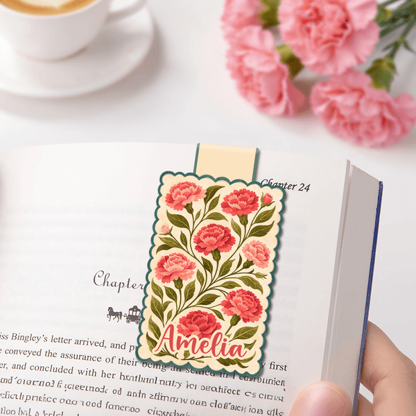 Personalized Retro Birth Flower Magnetic Bookmark Clip with Name School Supplies Daily Use Reading Club Birthday Gift for Book Lovers