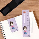 Personalised Multicolour Birth Flower Cartoon Character Magnetic Bookmark Clip with Name and Scale Reading Back to School Gift for Reader Book Lover