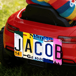 Targa auto personalizzata multicolore con numero e lettera Accessorio auto Uso quotidiano Regalo di compleanno per uomo