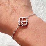 Personalised Lucky Clover Initial Bracelet Dainty Jewellery Birthday Anniversary Valentine's Day Mother's Day Gift for Girls Women