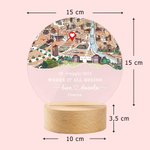 Luce notturna a LED con base in legno personalizzata con nome, indirizzo e data - Regalo di San Valentino per coppie