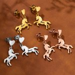 Personalised Small Horse Heart Minimalist Earrings with Name Dainty Jewellery Birthday Anniversary Gift for Horse Owners Lovers