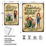 Personalized Birth Flower Cartoon Character Tinplate Sheet Hanging Painting with Name Garden Decoration Birthday Gift for Gardening Lover