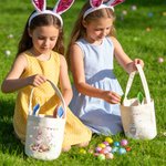 Panier de Pâques personnalisé avec nom et oreilles de lapin Accessoires de chasse à l'œuf Cadeau de Pâques pour enfants
