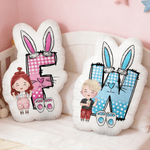 Personalisierte niedliche Cartoon Kind Charakter Initial geformt werfen Kissen Home Decor Geburtstagsgeschenk für Jungen Mädchen