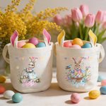 Panier de Pâques personnalisé avec nom et oreilles de lapin Accessoires de chasse à l'œuf Cadeau de Pâques pour enfants