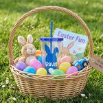 Personalised Cute Bunny Silhouette Name 16 oz Reusable Plastic Water Cup with Lid and Straw Easter Birthday Gift for Children