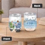 Personalizado Marido y Mujer Disfruta de la Vida Compañeros de Viaje Gaviota Vaso de Vino Cumpleaños con Efecto Aislante