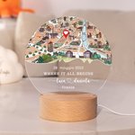 Luce notturna a LED con base in legno personalizzata con nome, indirizzo e data - Regalo di San Valentino per coppie