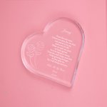 Personalised Rose Design Heart Acrylic Engraved Plaque Write Your Own Romantic Christmas  Valentine's Day Desk Decor for Couple