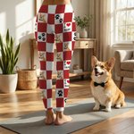Personalized 1-4 Pet Photos Paw Print Checkerboard Stretch Leggings Yoga Pants with Names Daily Sports Accessories Birthday Gift for Pet Lovers Owners