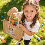 Personalized Cute Cartoon Bunny Girl Large Capacity Jute Bag with Name Daily Use Happy Easter Gift for Girls