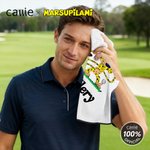 Personalised Long-Tailed Leopard Marsupilami Magnetic Name Waffle Golf Towel with Hanging Clip Birthday Gift for Golf Player | Callie × Marsupilami®