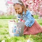 Personalized Cute Bunny Cloud Large Capacity Canvas Easter Basket with Name Eggs Hunting Party Easter Day Gift for Kids