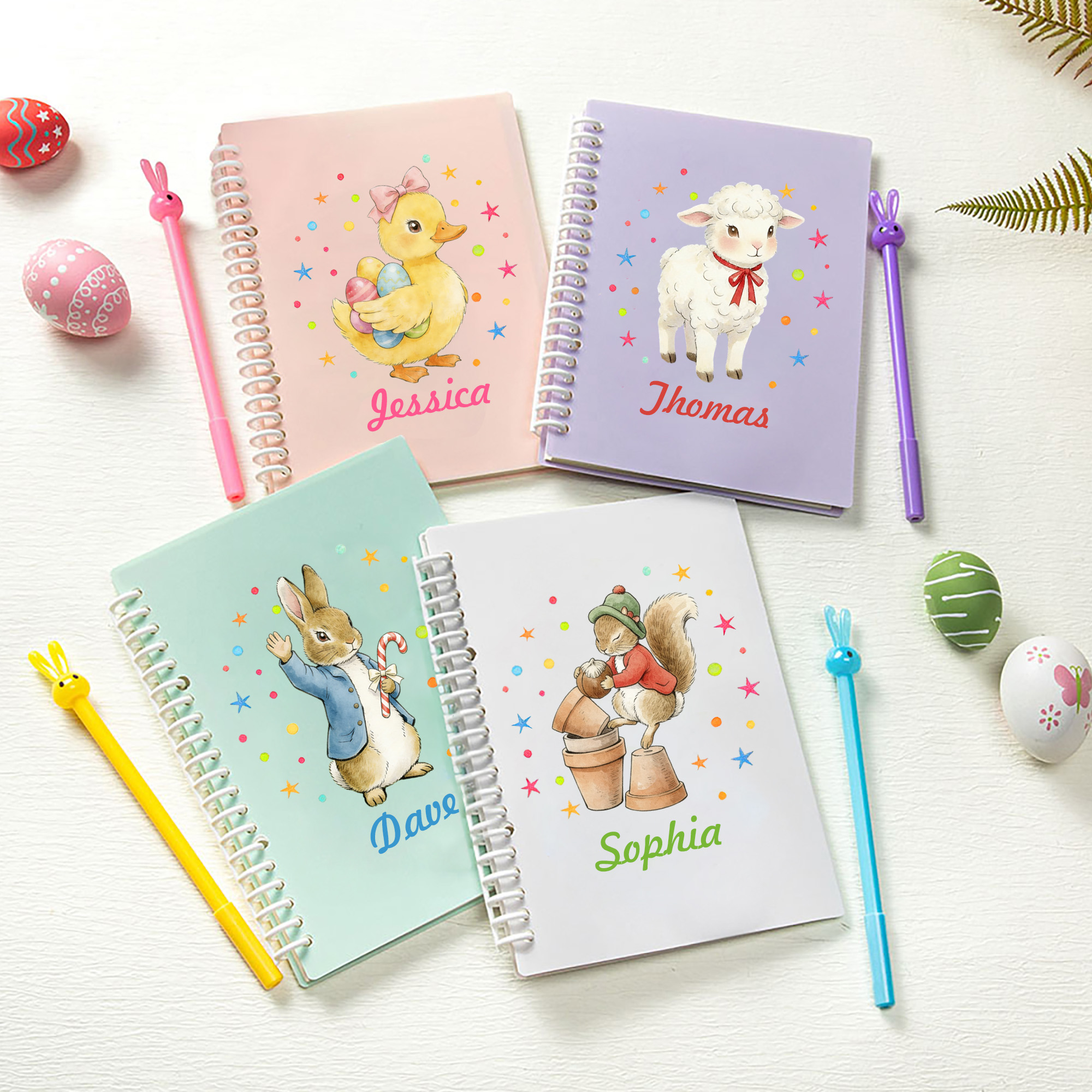 Cahier de notes et stylo à spirales A5 avec nom Cadeau d'anniversaire de Pâques pour garçons et filles