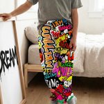 Personalized Graffiti-Art Design Kid Woman Man Pajama Pants with Colorful Name and Drawstring Daily Wear Birthday Gift for Kids Family