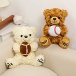 Gepersonaliseerde Sportbal Leuke Beer Zacht Opgevuld Pluche Speelgoed met Teksten Valentijnsdag Verjaardagscadeau voor Jongens Meisjes Sportliefhebbers