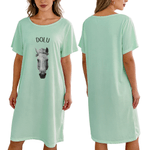 Personalized Multicolor Pet Photo Soft Nightdress with Text Daily Wear Birthday Gift for Grandma Mom Woman Pet Lover