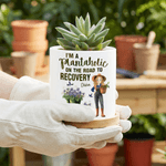 Personlig födelsedagsblomma tecknad karaktär keramisk växtkruka med namn och bambubas trädgård heminredning födelsedagspresent för trädgårdsälskare familj