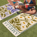 Personalized Retro Birth Flower Oversized Quick Dry Beach Towel with Name Vacation Accessory Beach Party Birthday Gift for Women Girls