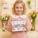 Uova di Pasqua personalizzate di fiori di coniglio Scatola di biscotti in metallo per uso alimentare con nome Regalo di Pasqua per ragazzi ragazze bambini