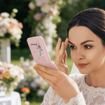 Personalized Crystal Birth Flower Butterfly LED Makeup Pocket Mirror with Name Travel Daily Use Birthday Wedding Gift for Women Besties Brides