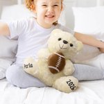 Gepersonaliseerde Sportbal Leuke Beer Zacht Opgevuld Pluche Speelgoed met Teksten Valentijnsdag Verjaardagscadeau voor Jongens Meisjes Sportliefhebbers