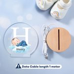 Personalized Cartoon Character Cloud LED Night Light with Wooden Base and Name Nursery Decor Birthday Baby Shower Gift for Babies Toddlers
