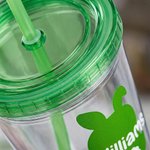 Personalised Cute Bunny Silhouette Name 16 oz Reusable Plastic Water Cup with Lid and Straw Easter Birthday Gift for Children