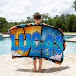 Personalized Cool Comic Style Lightning Cloud Quick Dry Oversized Beach Towel with Name Beach Party Birthday Gift for Family Friends