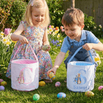 Personalized Cute Peter Rabbit Initial Easter Bucket Basket with Name Easter Egg Hunt Easter Party Favors Gift for Kids