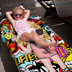 Personlig graffitistil tecknad karaktär mjuk snabbtorkande överdimensionerad strandhandduk med namn resa semester väsentlig födelsedagspresent för barn vuxna