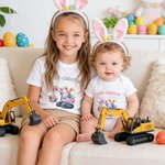 Personalisierte niedlichen Bagger Häschen Ohr Initial 100% Baumwolle Bodysuit Kind T-Shirt mit Namen täglich tragen Ostern Geschenk für Babys Kinder