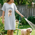 Personalized Multicolor Pet Photo Soft Nightdress with Text Daily Wear Birthday Gift for Grandma Mom Woman Pet Lover
