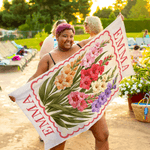 Personalized Retro Birth Flower Oversized Quick Dry Beach Towel with Name Vacation Accessory Beach Party Birthday Gift for Women Girls