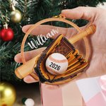 Henkilökohtainen Baseball Gloves Bat pyöreä puinen roikkuu Ornamentti nimi ja vuosi Home Decor joululahja Teini Urheilijat Valmentajat Baseball Fanit