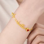 Bracciale personalizzato con pietre di nascita a forma di cuore e nome Gioielli raffinati San Valentino Festa della mamma Regalo di compleanno per coppie di mamme